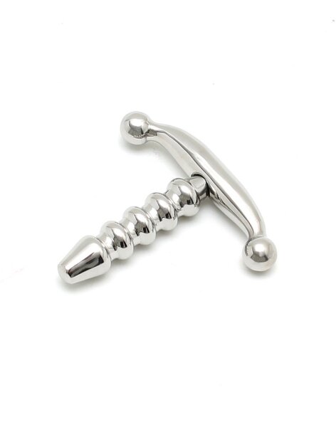 Rimba Ribbed Urethral Plug Silver 9 mm