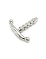 Rimba Ribbed Urethral Plug Silver 9 mm