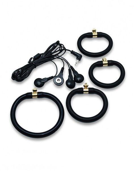 Rimba Electro set silicone cock rings. uni polar