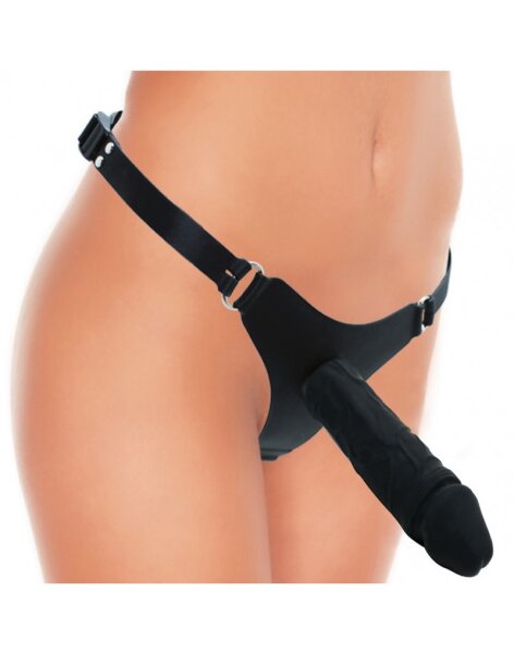 Rimba Strap-On Dildo mit Gurt Schwarz 20 cm Ø 5 cm