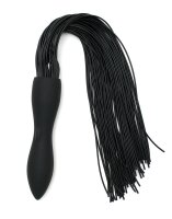 Rimba Latex Play - Whip with Vibrating Dildo - Black