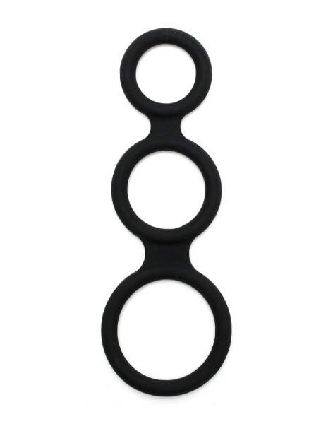 Rimba Latex Play - Triple Cock Ring - Black