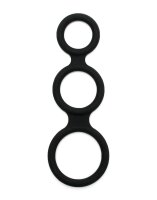 Rimba Latex Play - Triple Cock Ring - Black