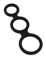 Rimba Latex Play - Triple Cock Ring - Black