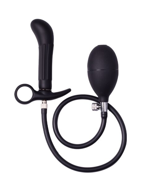 Rimba Latex Play - Inflatable Anal Plug with Pump - Black