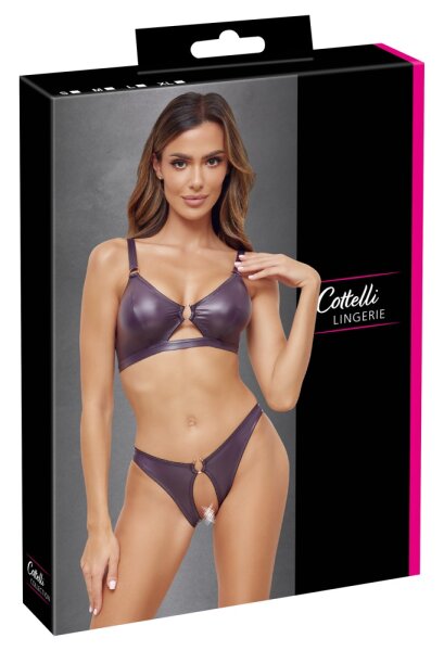 Cotelli Collection bra and briefs purple S