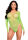 Fishnet thong back bodysuit O/S green