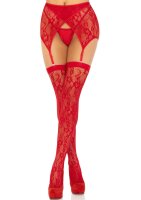 Leg Avenue Lace thigh highs & garterbelt rot O/S