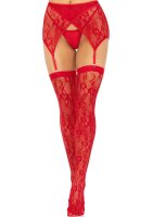 Leg Avenue Lace thigh highs & garterbelt rot O/S