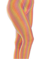 Rainbow crochet net tights O/S multicolor