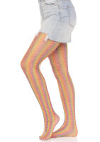 Rainbow crochet net tights O/S multicolor