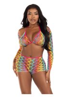Leg Avenue Rainbow top, shrug & shorts