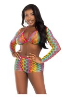 Leg Avenue Rainbow top, shrug & shorts
