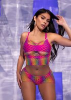 Leg Avenue Ombre tank top and boy shorts rainbow O/S