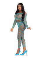 Leg Avenue Net crop top & footless tights aqua O/S