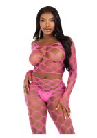 Leg Avenue Net crop top & footless tights pink O/S