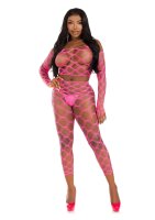 Leg Avenue Net crop top & footless tights pink O/S