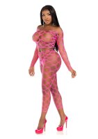Leg Avenue Net crop top & footless tights pink O/S