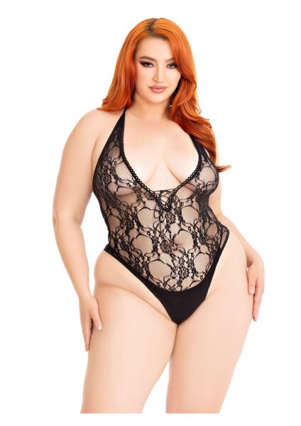 Leg Avenue Floral lace deep-V teddy 1XL/2XL