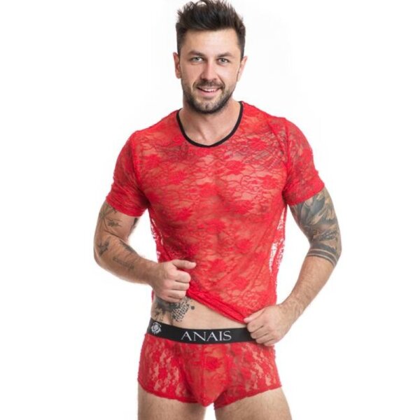 ANAIS Men Brave T-shirt with lace pattern red S
