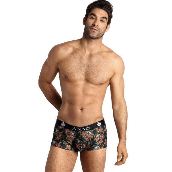 ANAIS Men Power boxer shorts with red roses and skulls black S