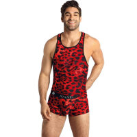 ANAIS Men Savage top with animal print red, black S