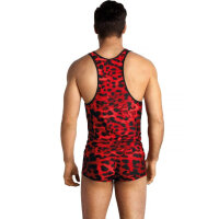 ANAIS Men Savage top with animal print red, black S