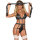 Subblime strappy corset body with suspender straps black S/M
