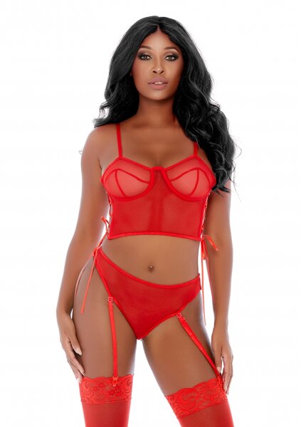 Forplay Ring Me Up Bustier Set rot S - XL