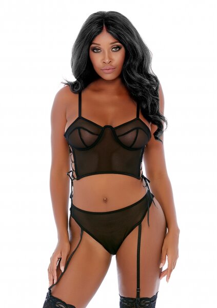 Forplay Ring Me Up Bustier Bra Set black S