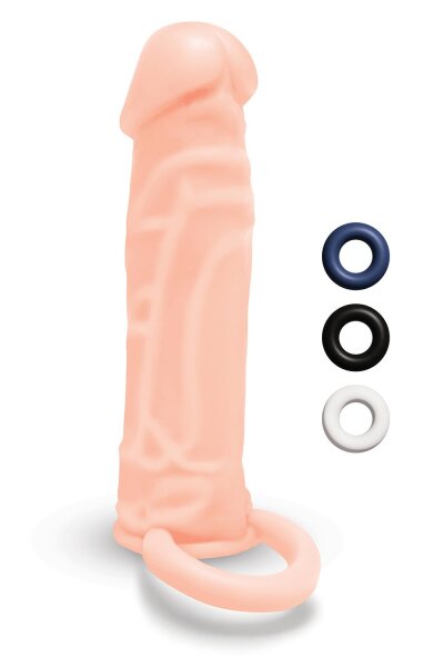 Size Up Silicone Realistic Penis Extender With Ball Loop Flesh