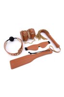 Dream Toys Elite Bdsm Set Cognac Vegan Leather