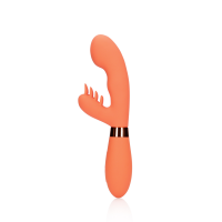 Loveline Silicone Rabbit Vibrator with Ribbed Clitoral Stimulator - Glazed Carrots