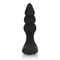 Loveline Beaded Vibrating Anal Plug with Remote Control - Licorice Black