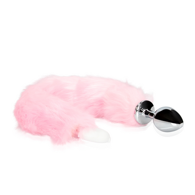 Shots - Ouch! Light-up Fox Tail with Metal Butt Plug - Pink