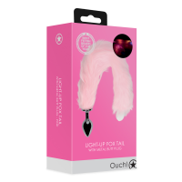 Shots - Ouch! Light-up Fox Tail with Metal Butt Plug - Pink