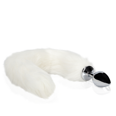 Shots - Ouch! Fox Tail with Metal Butt Plug - White