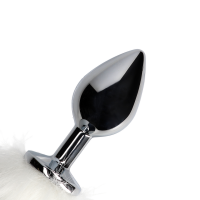 Shots - Ouch! Fox Tail with Metal Butt Plug - White