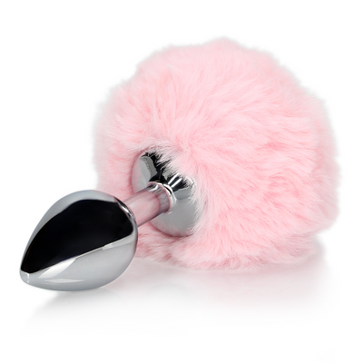 Shots - Ouch! Bunny Tail with Metal Butt Plug - Pink