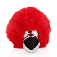 Shots - Ouch!  Bunny Tail with Metal Butt Plug - Red