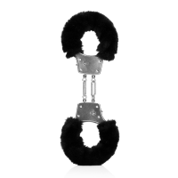 Furry Metal Hand Cuffs Black