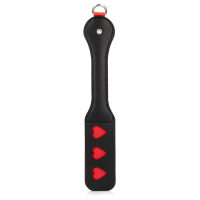Shots - Ouch! Hearts Paddle with Metal Anal Plug - Black