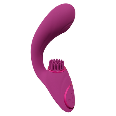 VIVE Gen Triple Motor G-Spot Vibrator with Pulse Wave and Vibrating Bristles - Pink