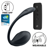 Satisfyer Ribbed Petal Connect AppPortable Vibrator for Couples - Black