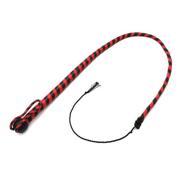Kiotos Leather Whip Black & Red 120 cm