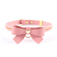 Sevanda Love Heart Butterfly Leather Collar - Pink