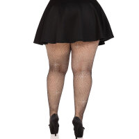 Leg Avenue Fishnet tights with rhinestones Black Queen Size