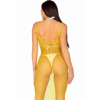 Leg Avenue Ankle-length mesh dress One Size Yellow