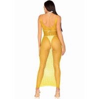 Leg Avenue Ankle-length mesh dress One Size Yellow