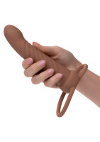 CalExotics Performance Maxx Rechargeable Ribbed Dual Penetrator Brown skin tone